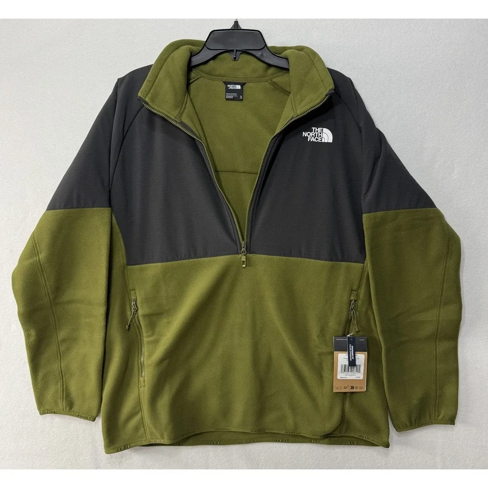 THE NORTH FACE Glacier Heavyweight 1/2 Zip Forest Olive/Asphalt Grey TNF Mens XL